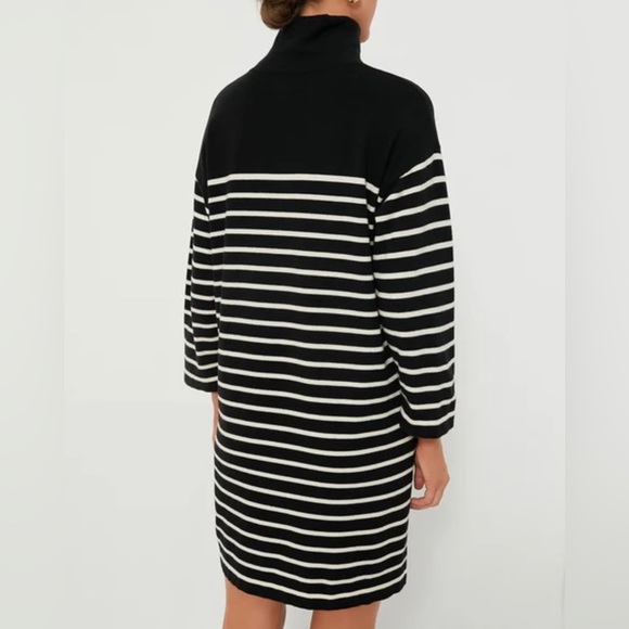 Tuckernuck Pomander Place Striped Durand Turtleneck Dress-Black/White-Women’s M - Picture 7 of 14